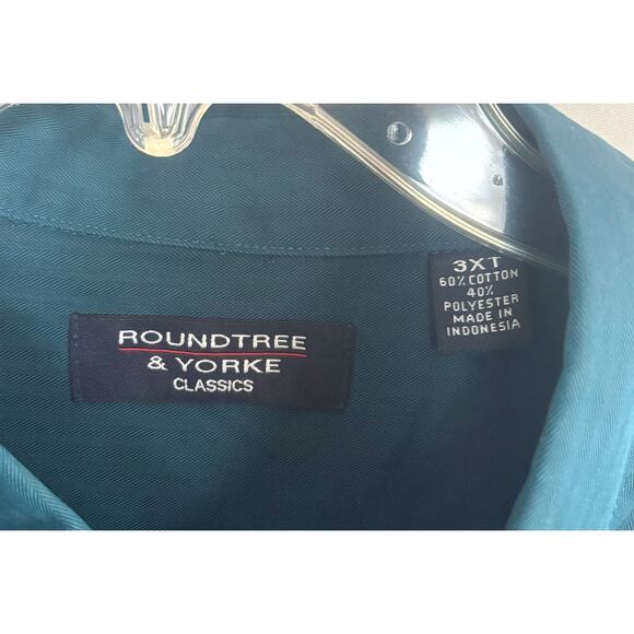 Roundtree & Yorke Solid Blue Button-Down Mens Size 3XT - Picture 2 of 5